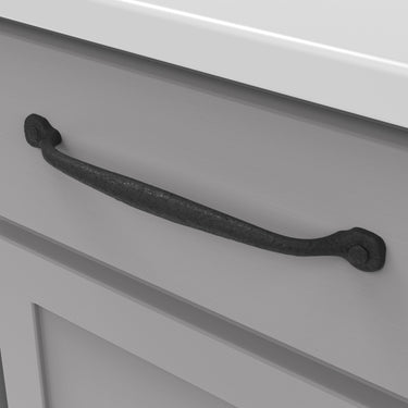 8-13/16 inch (224mm) Refined Rustic Cabinet Pull - Black Iron