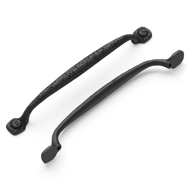 7-9/16 inch (192mm) Refined Rustic Cabinet Pull - Black Iron