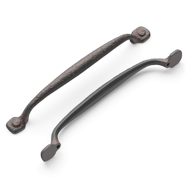 7-9/16 inch (192mm) Refined Rustic Cabinet Pull - Rustic Iron