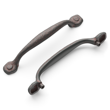 5-1/16 inch (128mm) Refined Rustic Cabinet Pull - Rustic Iron