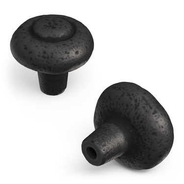 1-1/4 inch (32mm) Refined Rustic Cabinet Knob - Black Iron